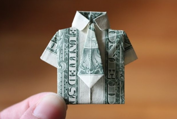 Un origami réalisé avec un billet.