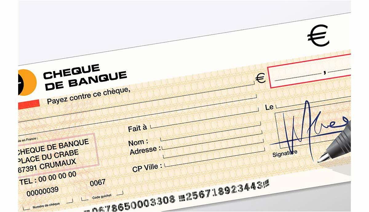 Un exemple de chèque de banque.